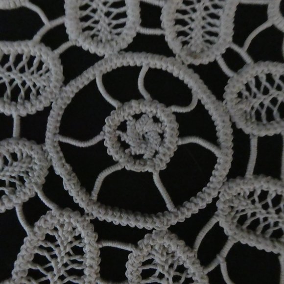 Vintage Floral Handmade Knit Crochet Doily - Picture 6 of 7